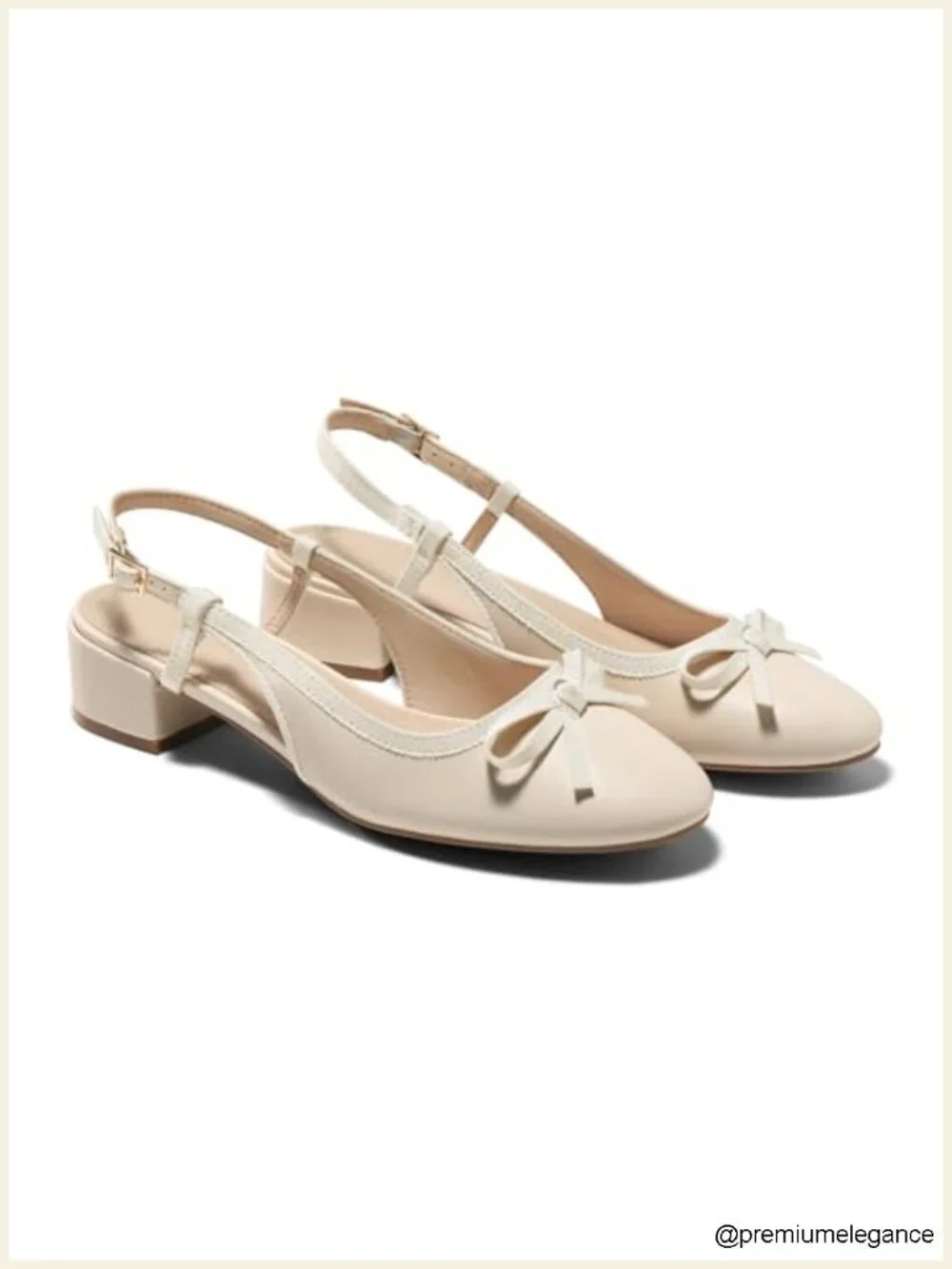 Chunky Low Heel Slingback Ballet Bow Pumps Closed Toe Wedding Dress Shoes